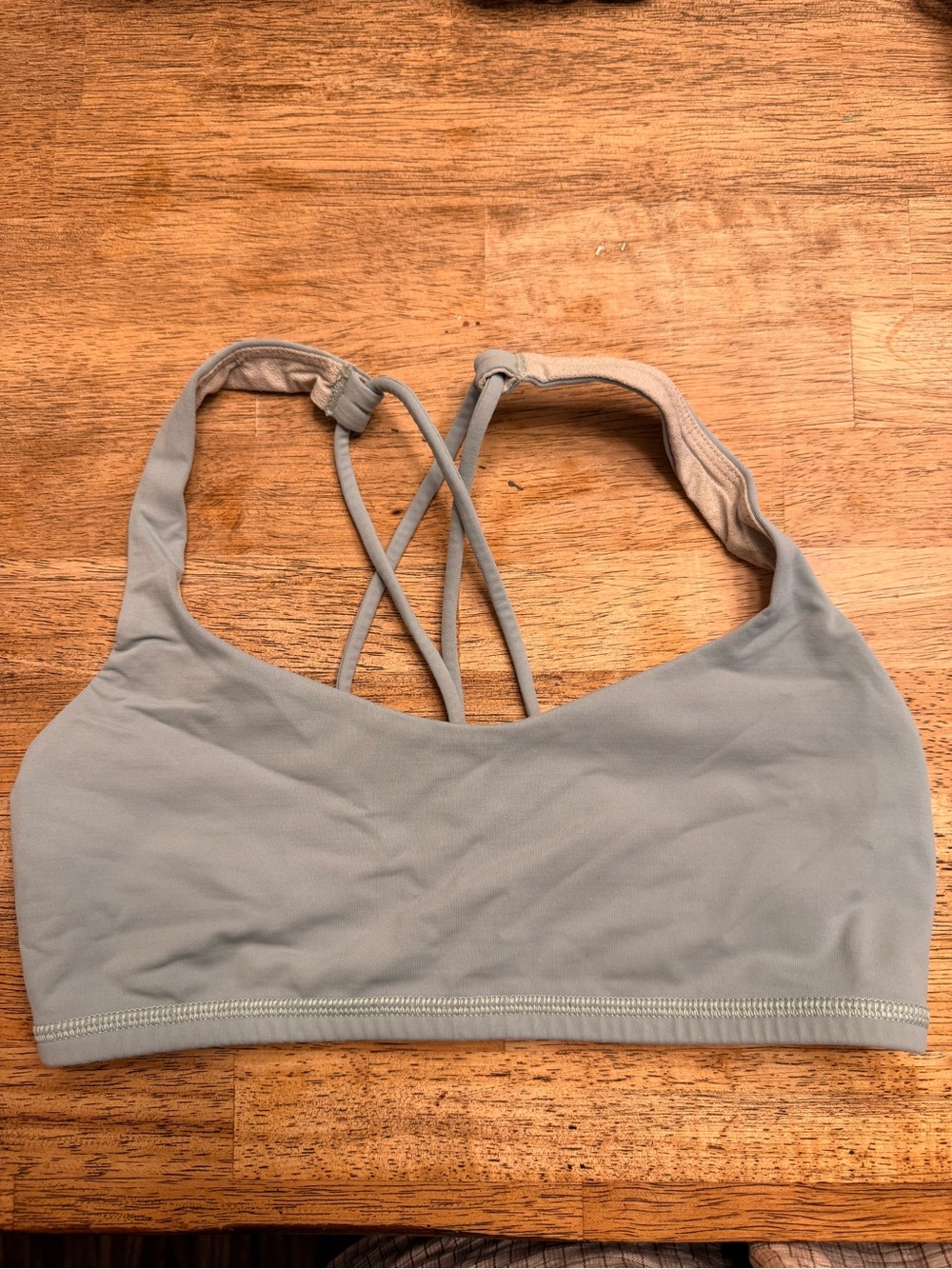 Women's Light teal/gray Strappy Sports Bra - Comfortable Support.